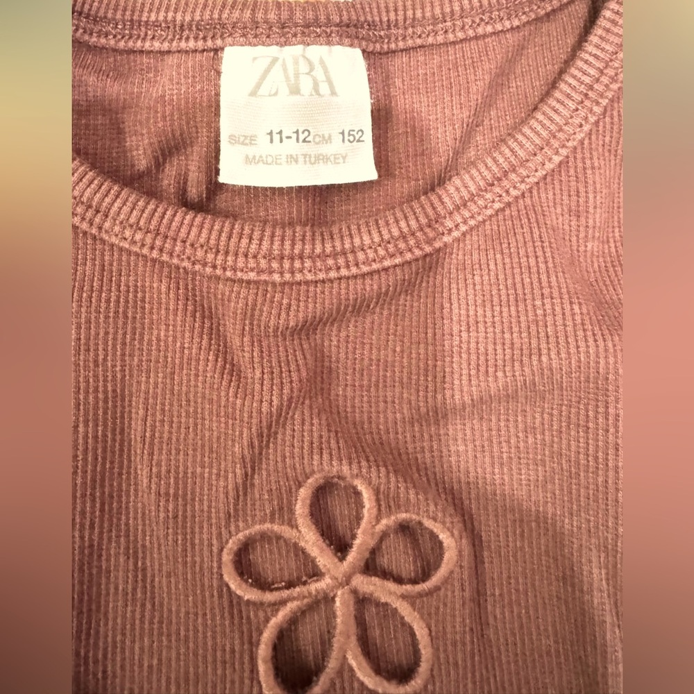 Zara  Ribbed Top with Flower Detail